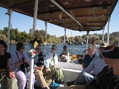 Joanne Patterson; Donald Miller; Sharon Miller; Helen Moran; Trips; Egypt; Lunch Basma Outdoor Restaurant; Boat Ride Basma Restaurant